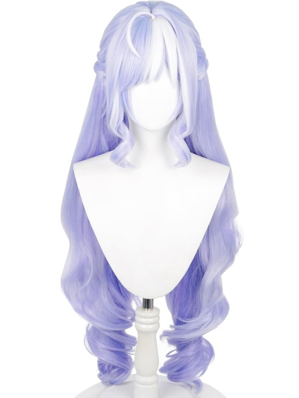 Women's Light Purple 39 Inch Cosplay Platinum Blonde Wigs With Side Part Bangs
